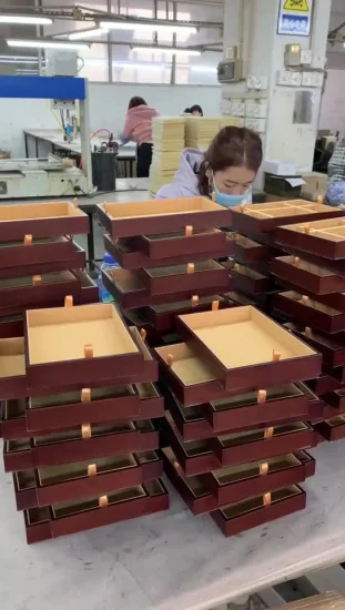 Caja de almacenamiento de vino de madera MDF envuelta en cuero de lujo personalizada para 6 botellas